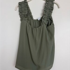 Melrose and Market Sage Green Ruffled Blouse